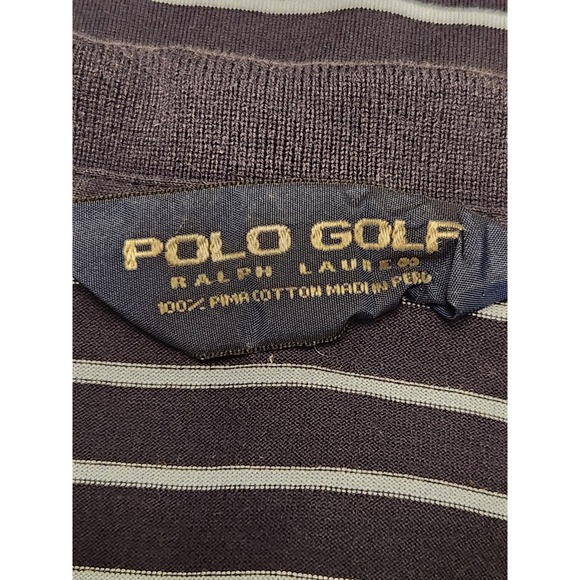 Vintage Ralph Lauren Polo Golf Mens L Striped Blue/Lt.Blue‎ Pima Cotton 90's - Picture 5 of 6